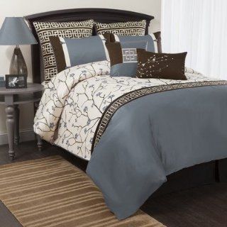 Lush Decor Charisma 8 Piece Comforter Set, King, Blue   King Quilt Bedding