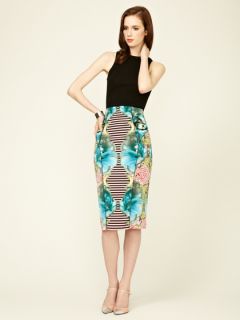 Trimmed Silk Cotton Pencil Skirt by Tracy Reese