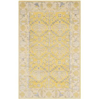 Safavieh Hand knotted Stone Wash Yellow Wool/ Cotton Rug (4 X 6)