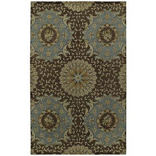 St. Joseph Chocolate Brown Damask Hand tufted Wool Rug (20 X 30)