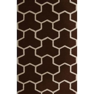 Safavieh Handmade Moroccan Cambridge Geometric pattern Dark Brown/ Ivory Wool Rug (6 X 9)