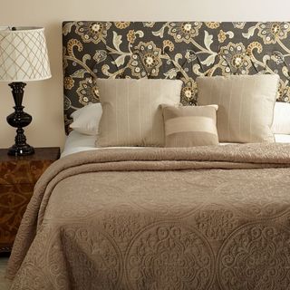 Mozaic Humble + Haute Hampton Grey Floral Full Diamond Tufted Upholstered Headboard Grey Size Full