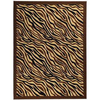 Animal Print Zebra Chocolate Brown Non skid Area Rug (33 X 5)