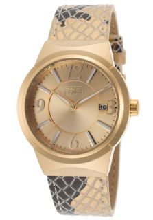 Invicta 17296  Watches,Womens Angel Multi Color Genuine Leather Gold Tone Dial, Casual Invicta Quartz Watches