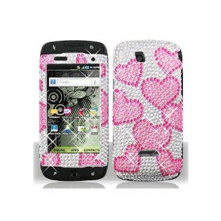 Silver Pink Heart Bling Gem Jeweled Crystal Cover Case for Samsung T Mobile Sidekick 4G SGH T839 Cell Phones & Accessories