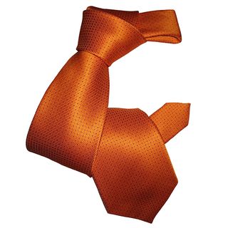 Dmitry Mens Classic Orange Patterned Italian silk Tie