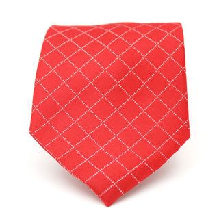 Ferrecci Red Diamond Checkered Neck Tie And Handkerchief Set