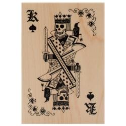 Inkadinkado Halloween Mounted Rubber Stamp 2.75 X4   Skeleton King Playing Card