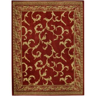 Pasha Collection Floral Traditional Red Ivory Area Rug (33 X 5)