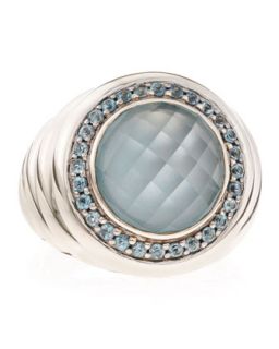 Round Blue Topaz Ring, Size 7
