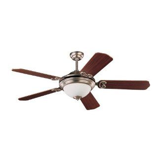 Sea Gull Lighting 1590BLE 962 Energy Star 52 Inch Five Blade, One Light Dimmable Ceiling Fan, Brushed Nickel Finish with Mahogany Dark Finish Blades and Satin White Glass    