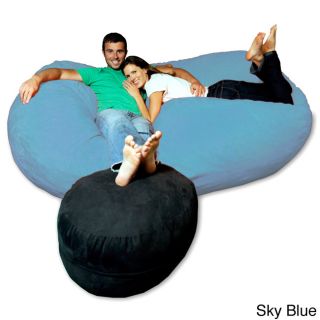Theater Sacks Llc 7.5 foot Soft Micro Suede Beanbag Chair Lounger Blue Size Extra Large