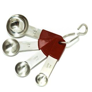 Chef Select Silicone Handle Measuring Spoons, Red/Stainless Steel Kitchen & Dining