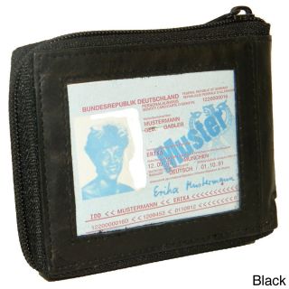 Mens Leather Bi fold Zip around Wallet