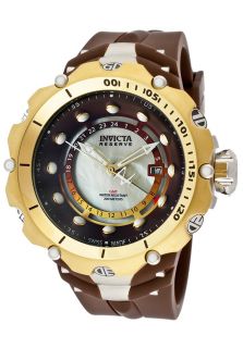 Invicta 12775  Watches,Mens Venom/Reserve GMT Champagne MOP Dial Brown Polyurethane, Casual Invicta Quartz Watches