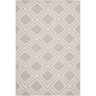 Safavieh Hand woven Moroccan Dhurries Contemporary Grey/ Ivory Wool Rug (4 X 6)