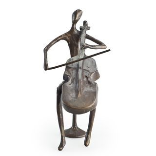 Cello Player Cast Bronze Sculpture