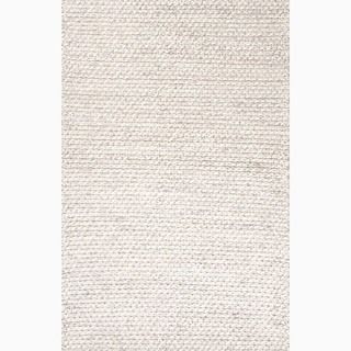 Hand made Ivory/ Gray Wool Textured Rug (5x8)