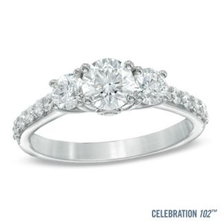 Celebration 102® 1 1/2 CT. T.W. Diamond Three Stone Ring in 18K White