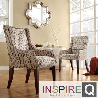 Inspire Q Jourdan Mocha Honeycomb Sloped Arm Hostess Chair