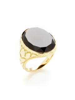 Crownwork Onyx Floral Signet Ring by Ray Griffiths