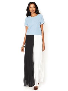 Accordion Pleated Colorblock Maxi Skirt by Patterson J Kincaid