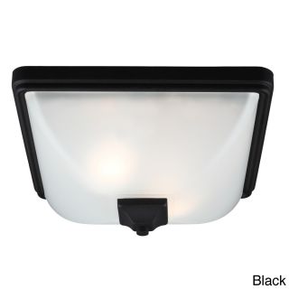 Irving Park 2 light Outdoor Ceiling Flush Mount With Satin Etched Glass