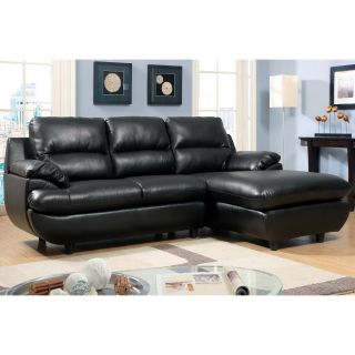 Furniture Of America Quazi Contemporary Plush Cushion Bonded Leather Sectional Sofa