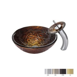 Kraus Dryad Glass Vessel Sink And Waterfall Faucet