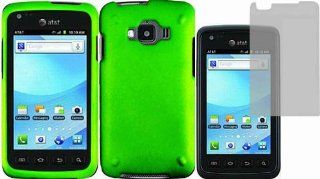 Neon Green Hard Case Cover+LCD Screen Protector for Samsung Rugby Smart i847 Cell Phones & Accessories