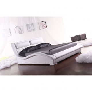 Napoli White Leatherette Platform Bed