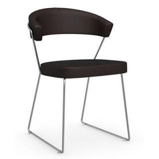 Calligaris New York Sled Base Chair CS/1022 Finish Chromed, Upholstery Coffee