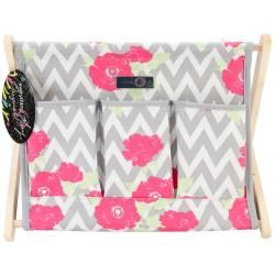 Everything Mary Chevron Roses Fold up Caddy 15 X10.5 X12