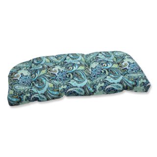 Pillow Perfect Pretty Paisley Navy Wicker Loveseat Outdoor Cushion