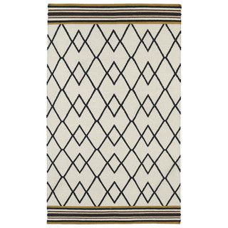 Flatweave Tribeca Ziggy Black Wool Rug (36 X 56)