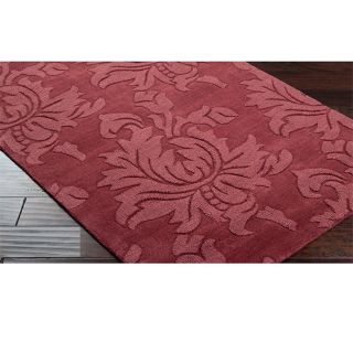 Surya Carpet, Inc Hand Loomed Seward Casual Solid Tone on tone Floral Wool Area Rug (9 X 13) Burgundy Size 9 x 13