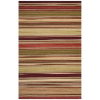 Safavieh Hand woven Striped Kilim Red Wool Rug (5 X 8)