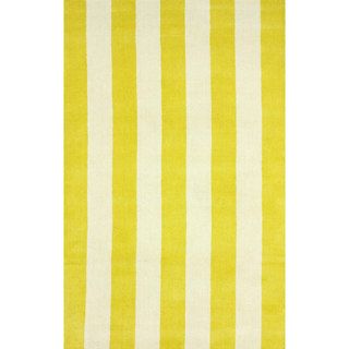 Nuloom Hand tufted Vertical Stripes Yellow New Zealand Wool Rug (76 X 96)
