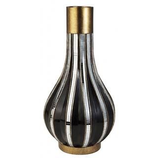 15x2.5 inch Black/ Gold Metallic Tiles Decorative Vase