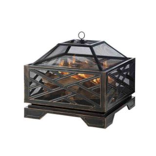 Pleasant Hearth 26 in W Rubbed Bronze Steel Wood Burning Fire Pit
