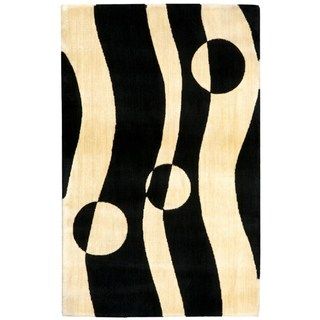 Nourison Parallels Black/ White Abstract Rug (19 X 29)