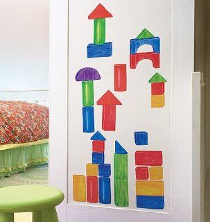 Wallies Peel and Stick Wall Play Wooden Blocks Mural   Wallies Wall Decals Kitchen