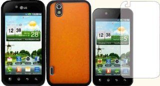 Orange+Black TPU+PC Case Cover+LCD Screen Protector for LG Optimus Black P970 Marquee LS855 Ignite AS855 Cell Phones & Accessories