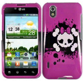 Pink Skull Hard Case Cover for LG Marquee LS855 Optimus Black P970 Cell Phones & Accessories