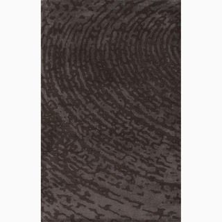 Hand made Brown/ Gray Wool/ Art Silk Textured Rug (8x10)