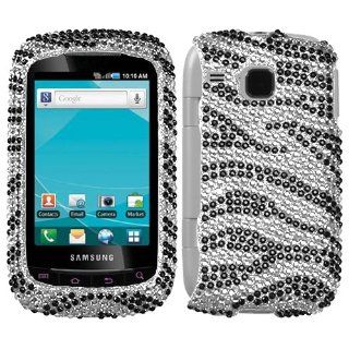 Aimo SAMI857HPCDM010NP Dazzling Diamante Bling Case for Samsung DoubleTime I857   Retail Packaging   Black Zebra Skin Cell Phones & Accessories