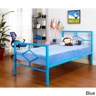 K And B Furniture Co Inc Metal Twin Bed Blue Size Twin