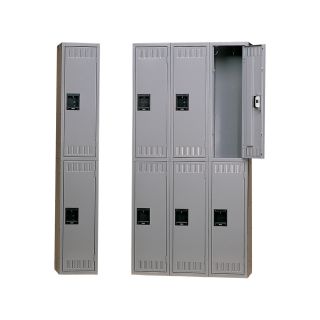 Tennsco Double Tier Locker — 12in.W x 18in.D x 78in.H, 1 Wide, Medium Gray, Model# DTS-121836-1  Lockers