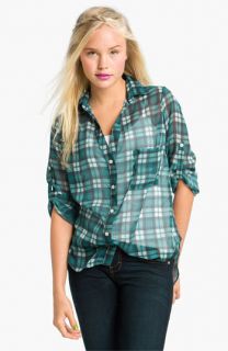 Band of Gypsies Plaid Chiffon Shirt (Juniors)