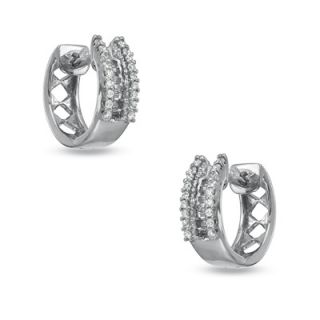 CT. T.W. Diamond Huggie Earrings in 10K White Gold   Zales